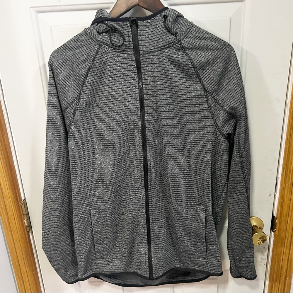 C9 by Champion Full-zip Hooded‎ Jacket Mens Medium Gray Black Striped Athleisure